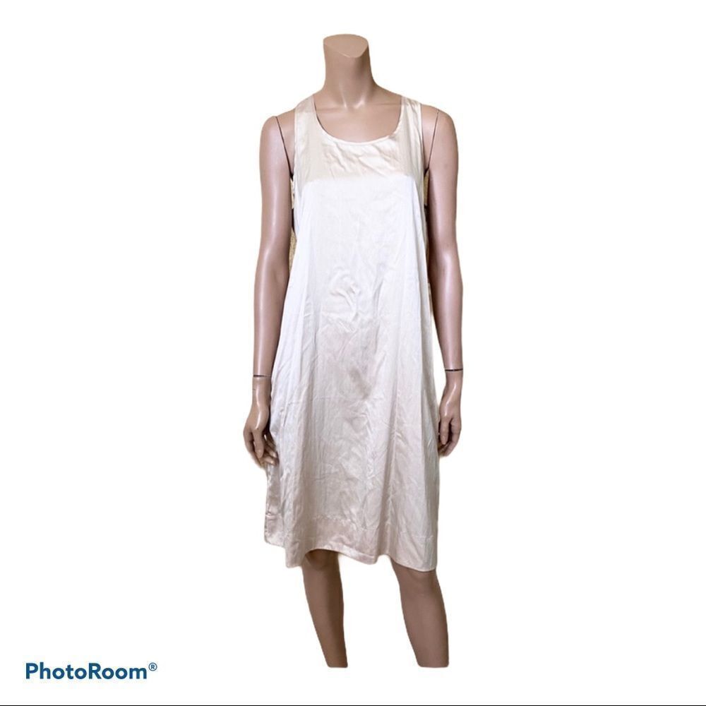 Animale Brazil champagne silk blend shirt dress L